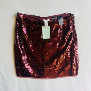 H&M Sequin Mini Skirt - Burgundy